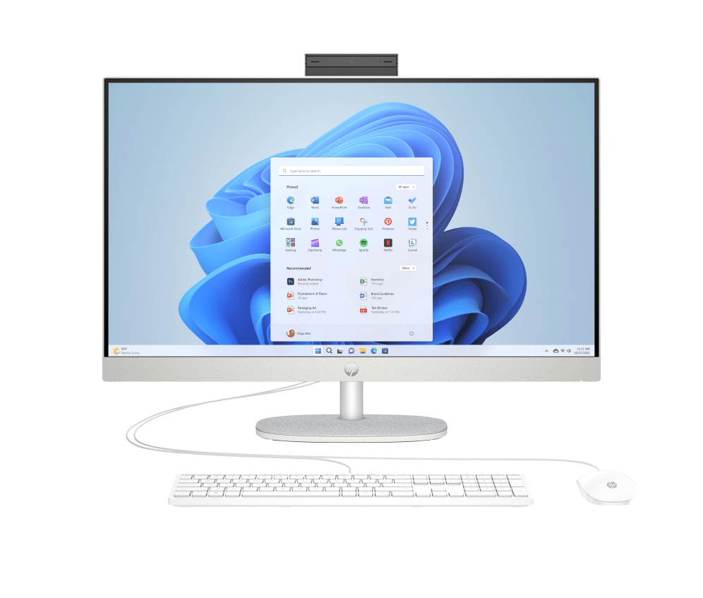 HP All-in-One 27-cr0089ns Intel® Core™ i5 i5-1335U 68,6 cm (27") 1920 x 1080 Pixeles PC todo en uno 16 GB DDR4-SDRAM 512 GB SSD Windows 11 Home Wi-Fi 6 (802.11ax) Blanco
