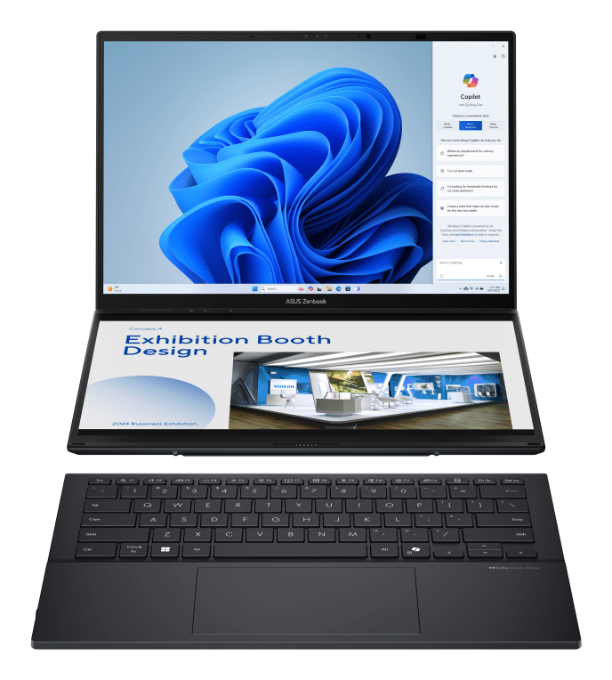 ASUS Zenbook Duo OLED UX8406CA-PZ152W - Ordenador Portátil 14" WQXGA+ 120Hz (Intel Core Ultra 9 285H, 32GB RAM, 1TB SSD, Arc 140T, Windows 11 Home) Gris Tintero - Teclado QWERTY español