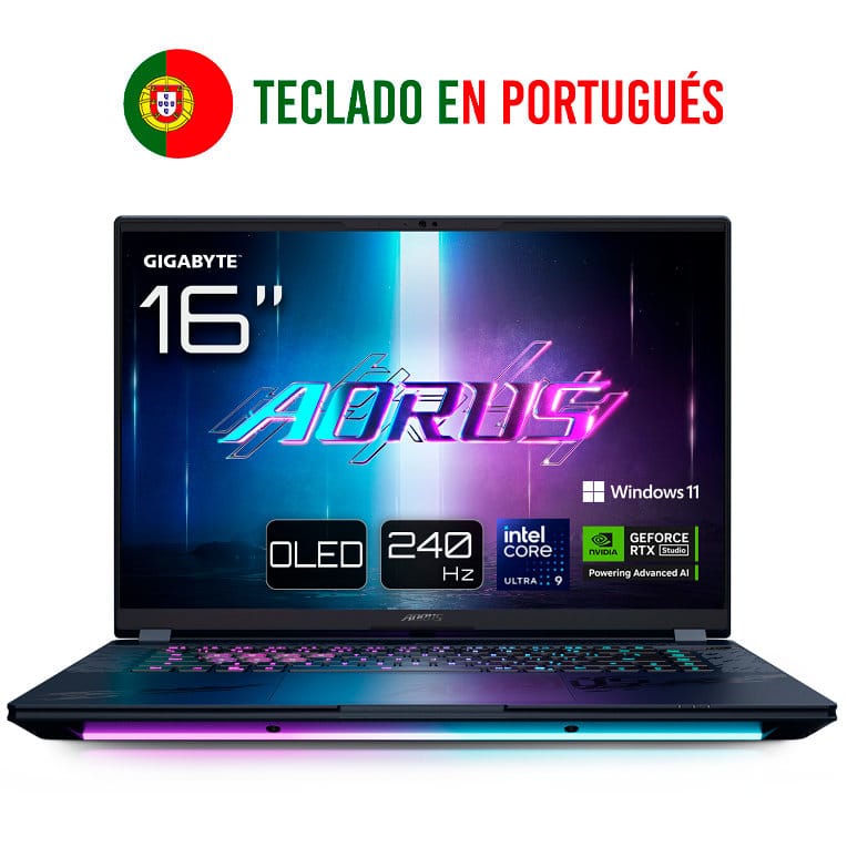 GIGABYTE AORUS MASTER 16 BYHC5PTE64SP ordenador portatil Intel Core Ultra 9 275HX Portátil 40,6 cm (16") WQXGA 32 GB DDR5-SDRAM 1 TB SSD NVIDIA GeForce RTX 5080 Wi-Fi 7 (802.11be) Windows 11 Pro Negro