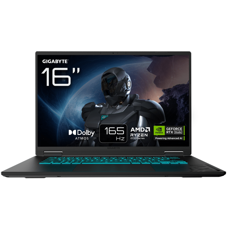GIGABYTE GAMING A16 Portátil – 16", 165Hz WUXGA, Ryzen 7 260, RTX 5070, 32GB DDR5 5200MHz, SSD Gen4 de 1TB, DOS, Garantía de 2 años, Dolby Atmos, GAMING A16 3WHK3ES864SD