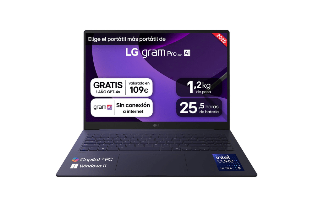 LG Gram Pro 16Z90TS-G.AU99B ordenador portatil Copilot+ PC Intel Core Ultra 9 288V Portátil 40,6 cm (16") 2.5K 32 GB LPDDR5x-SDRAM 1 TB SSD Wi-Fi 7 (802.11be) Windows 11 Home Gris