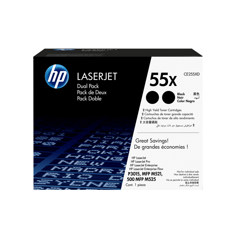 HP Pack de ahorro de 2 cartuchos de tóner original LaserJet 55X de alta capacidad negro