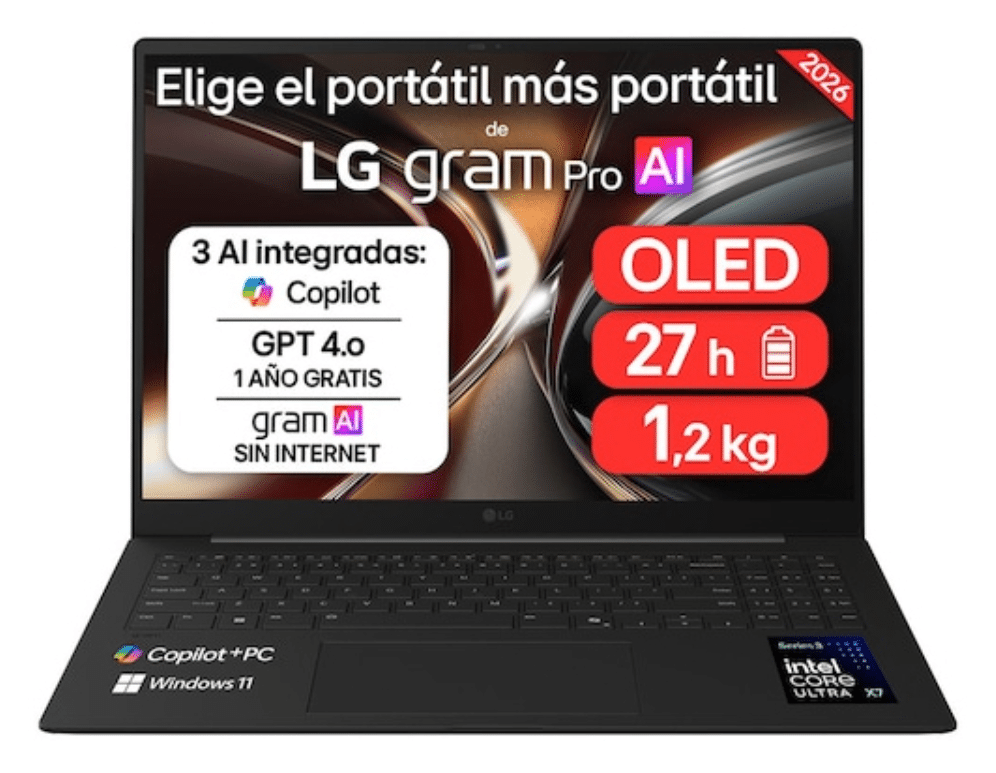 LG Gram Pro 16Z90U 16" Copilot+ PC Intel Core Ultra X7 358H Portátil 40,6 cm (16") WQXGA+ 32 GB LPDDR5x-SDRAM 512 GB SSD Windows 11 Home Negro, Carbono Español